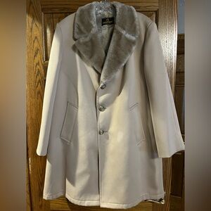 Zero King Vintage Men's Tan Coat with Faux Fur Collar size 44